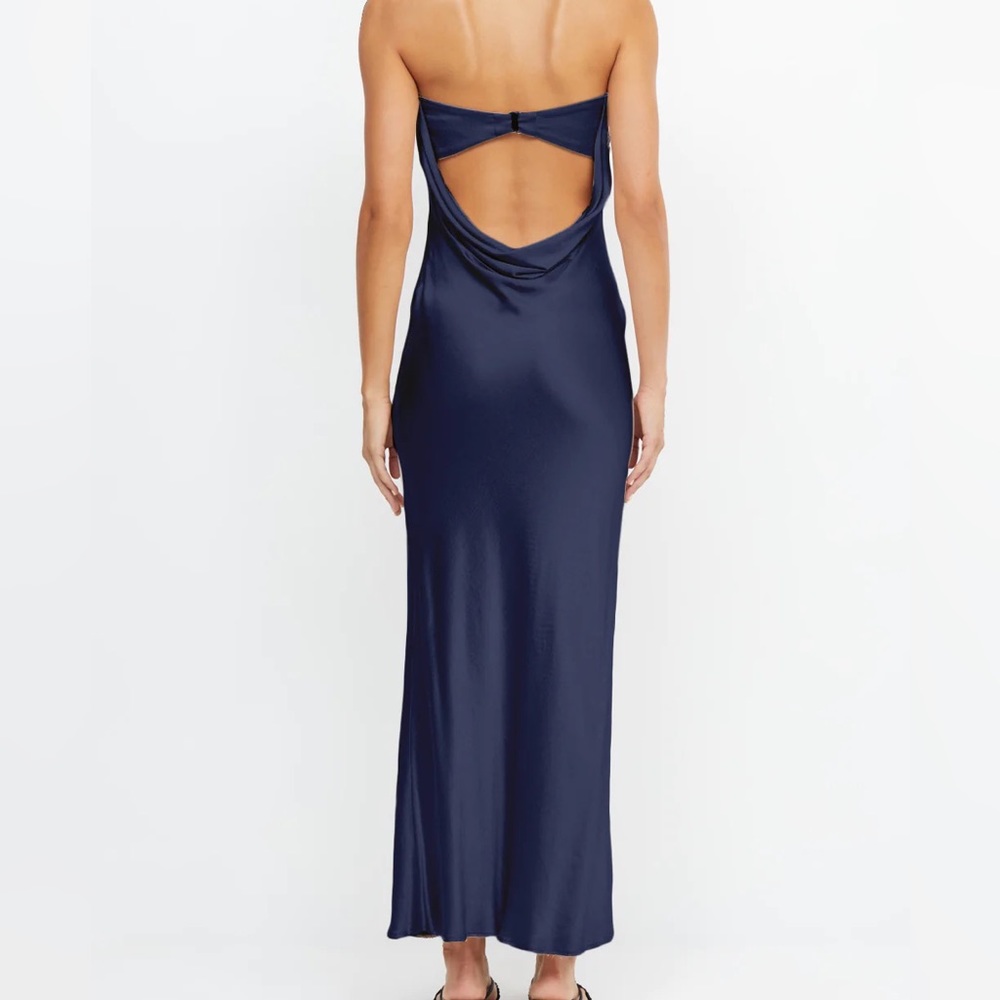Bec + Bridge MOON DANCE STRAPLESS DRESS in navy/ ink size xs